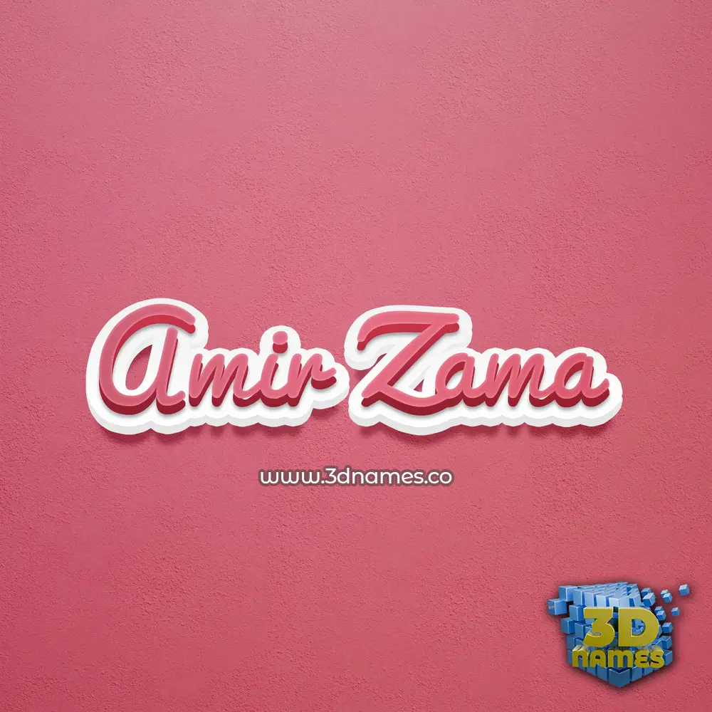 amir zama in Red Scribble style - 3D name wallpaper