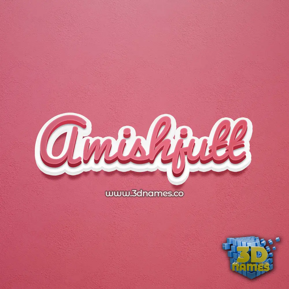 amishjutt in Red Scribble style - 3D name wallpaper