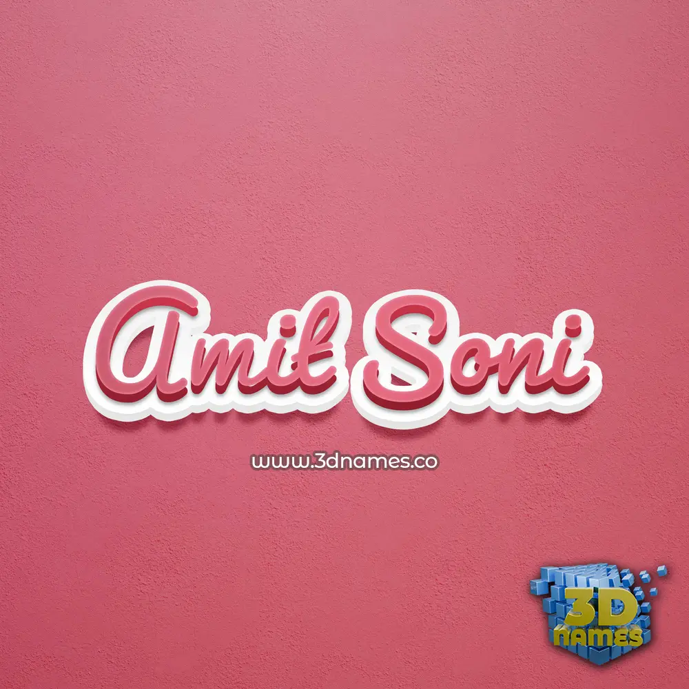 amit soni in Red Scribble style - 3D name wallpaper