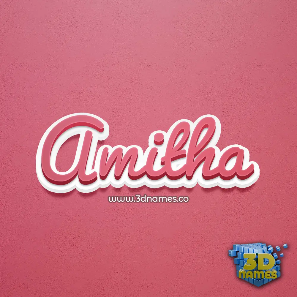amitha in Red Scribble style - 3D name wallpaper
