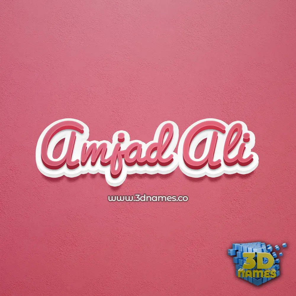 amjad ali in Red Scribble style - 3D name wallpaper