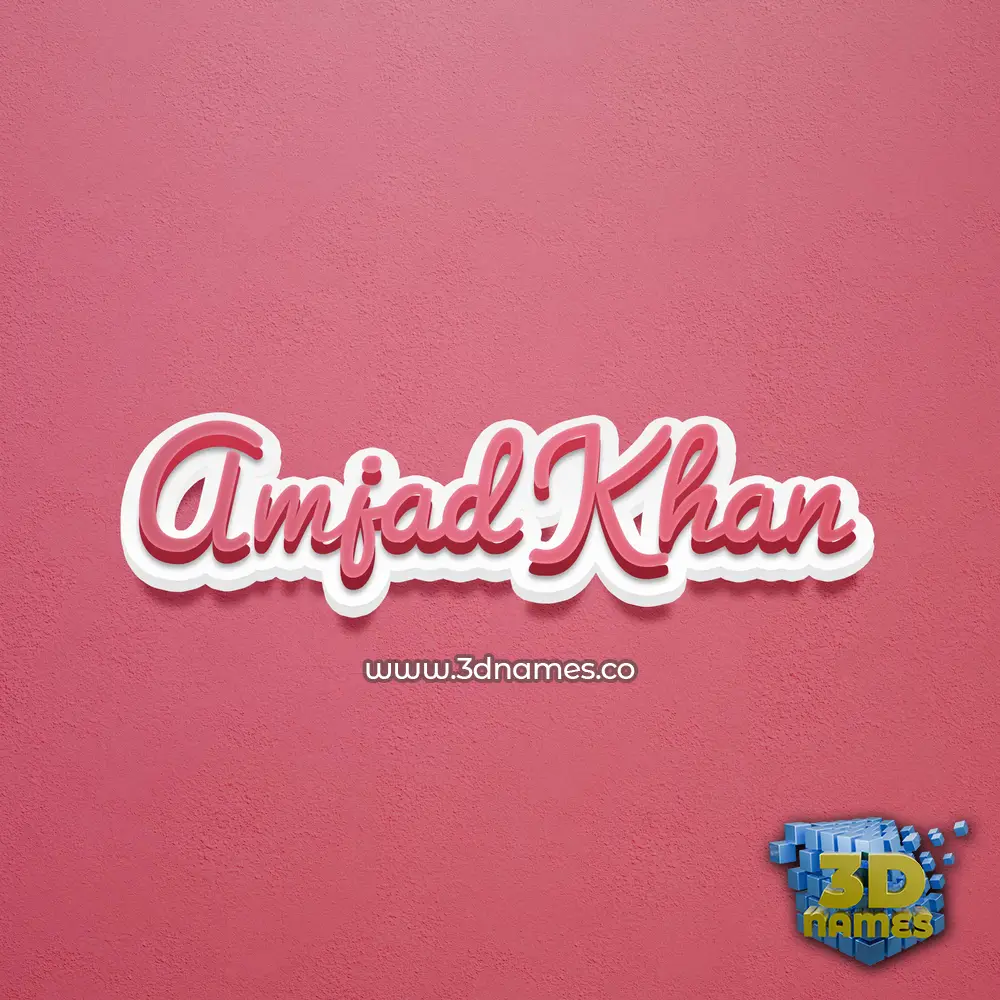 amjad khan in Red Scribble style - 3D name wallpaper