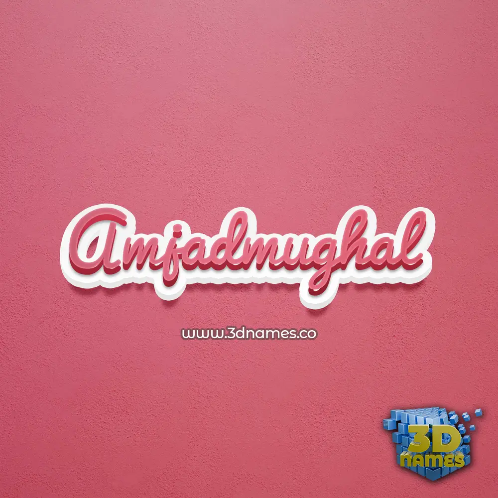 amjadmughal in Red Scribble style - 3D name wallpaper