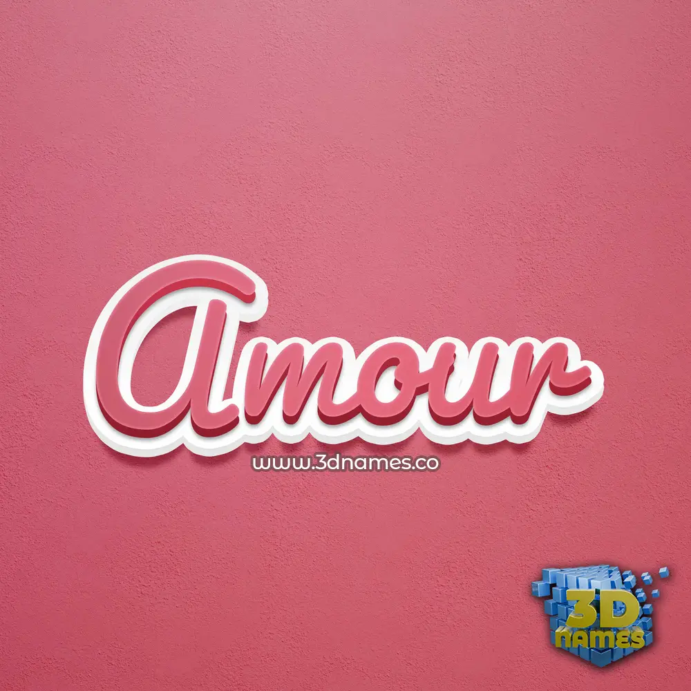 amour in Red Scribble style - 3D name wallpaper