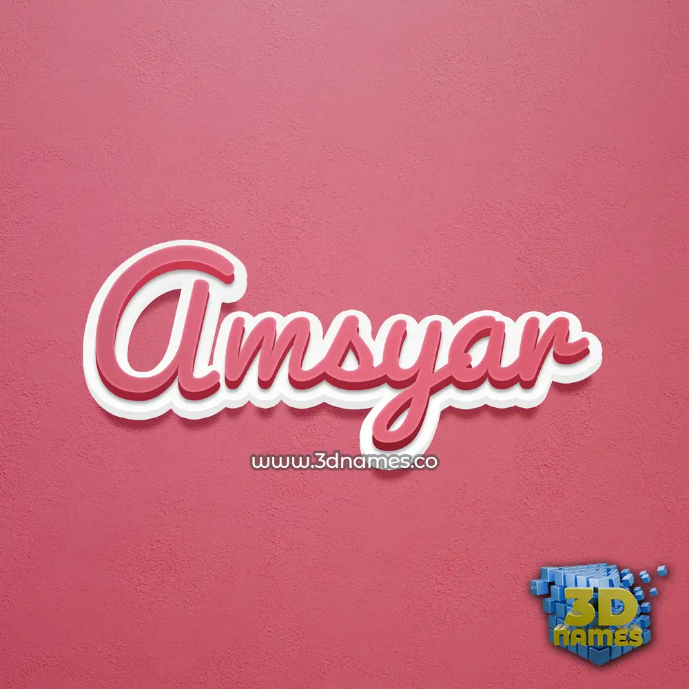 amsyar in Red Scribble style - 3D name wallpaper