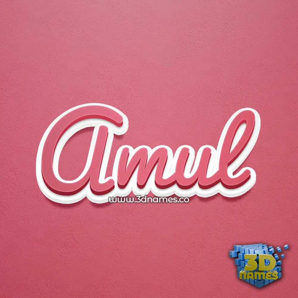 amul in Red Scribble style - 3D name wallpaper