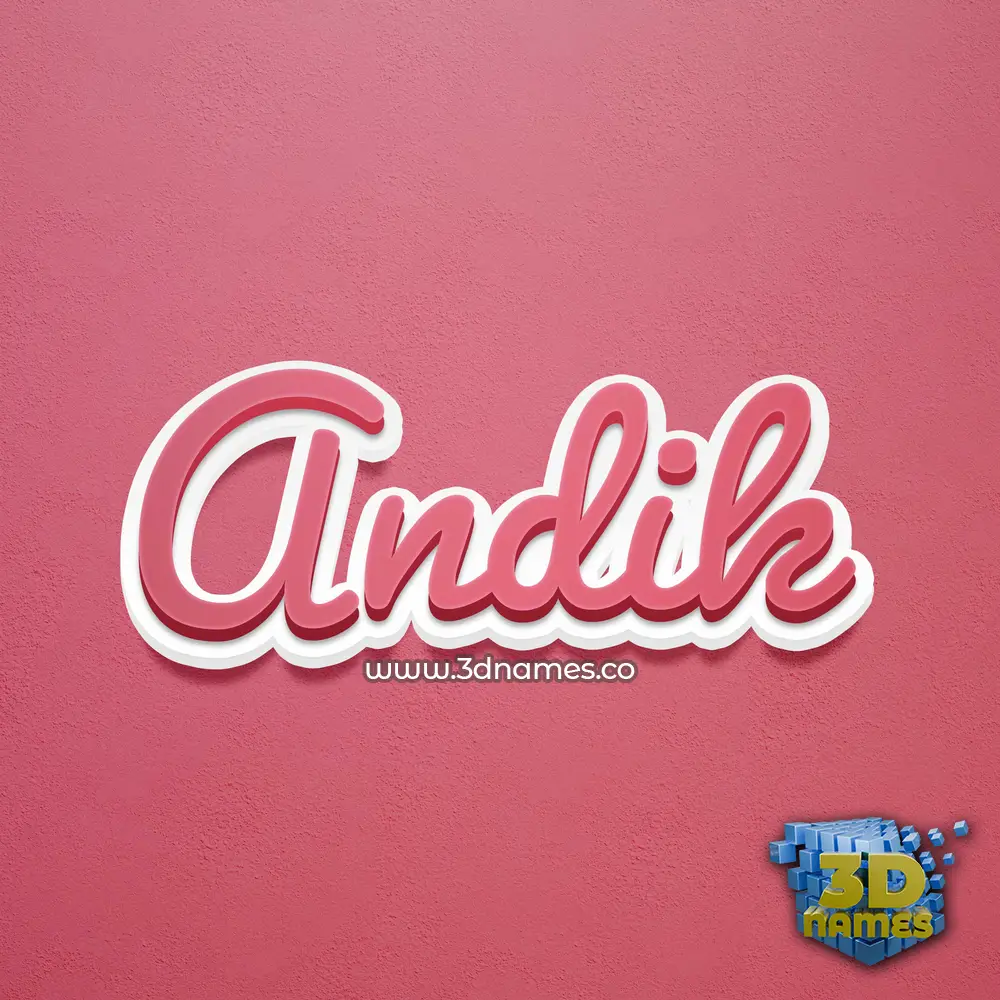 andik in Red Scribble style - 3D name wallpaper