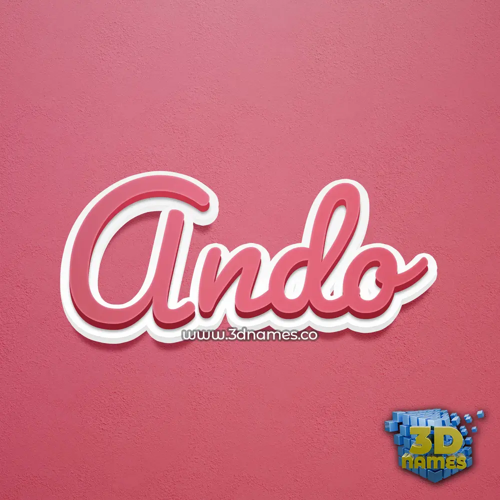 ando in Red Scribble style - 3D name wallpaper