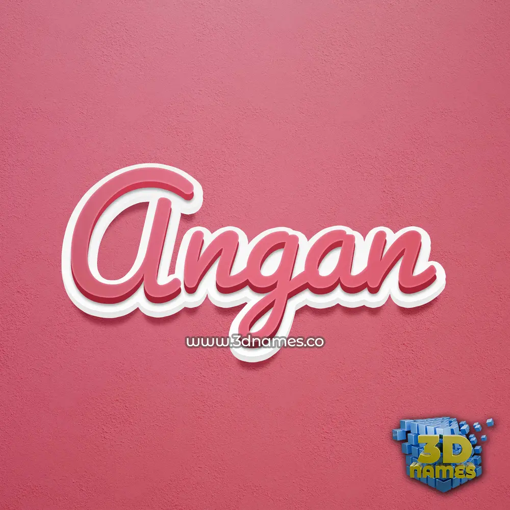 angan in Red Scribble style - 3D name wallpaper