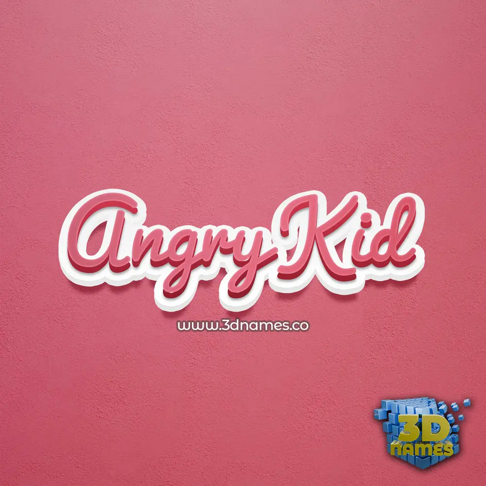 angry kid in Red Scribble style - 3D name wallpaper