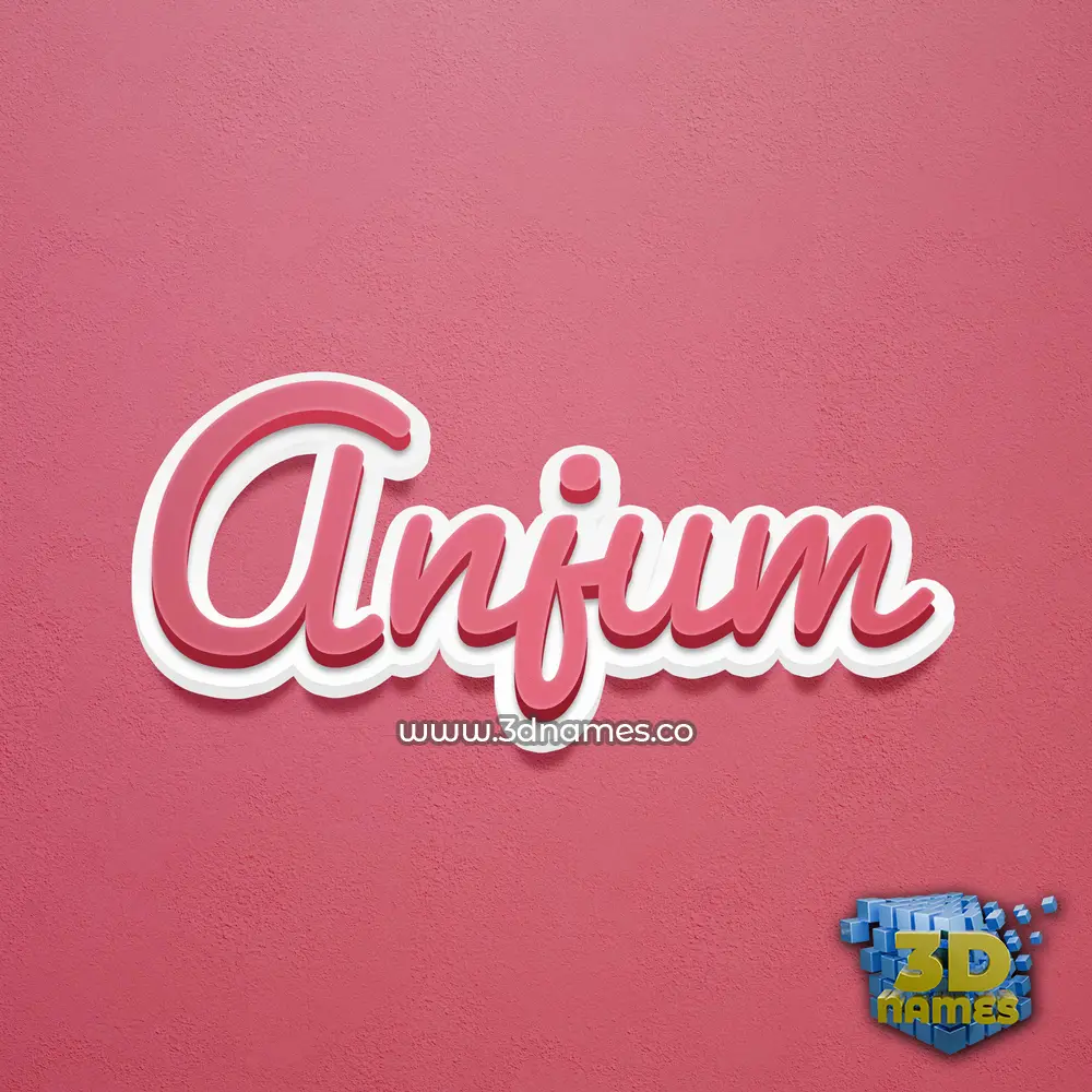 anjum in Red Scribble style - 3D name wallpaper