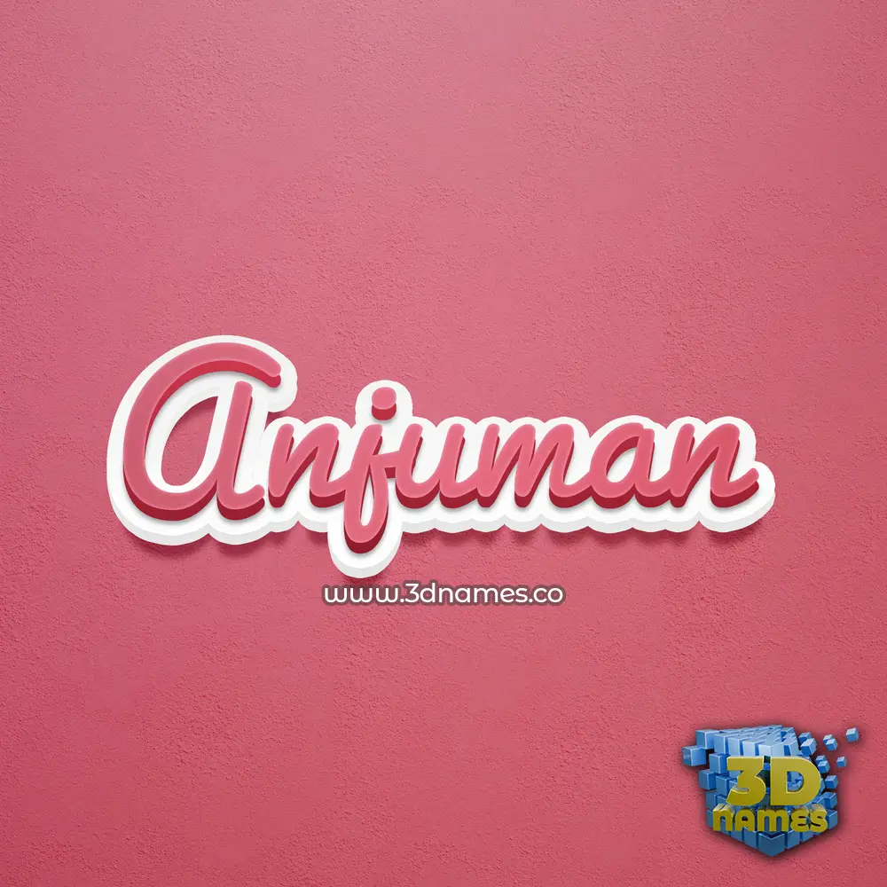 anjuman in Red Scribble style - 3D name wallpaper