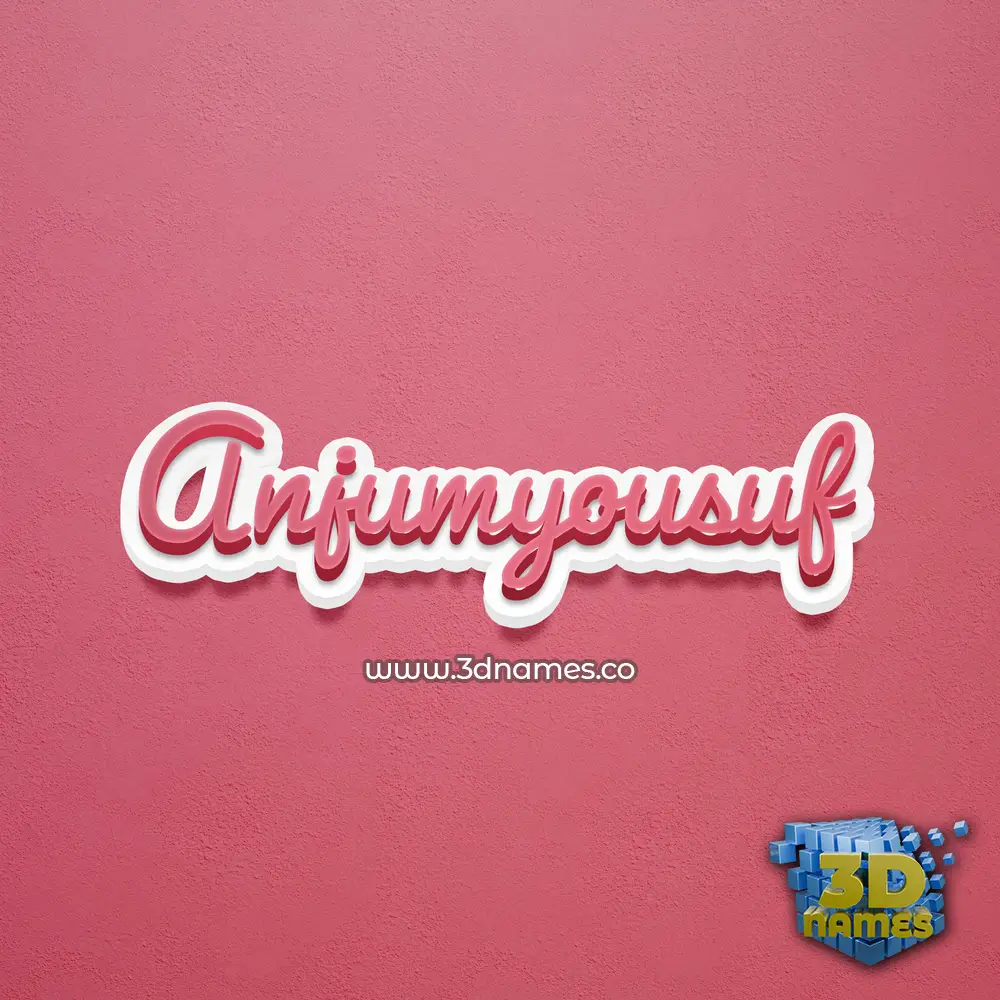 anjumyousuf in Red Scribble style - 3D name wallpaper