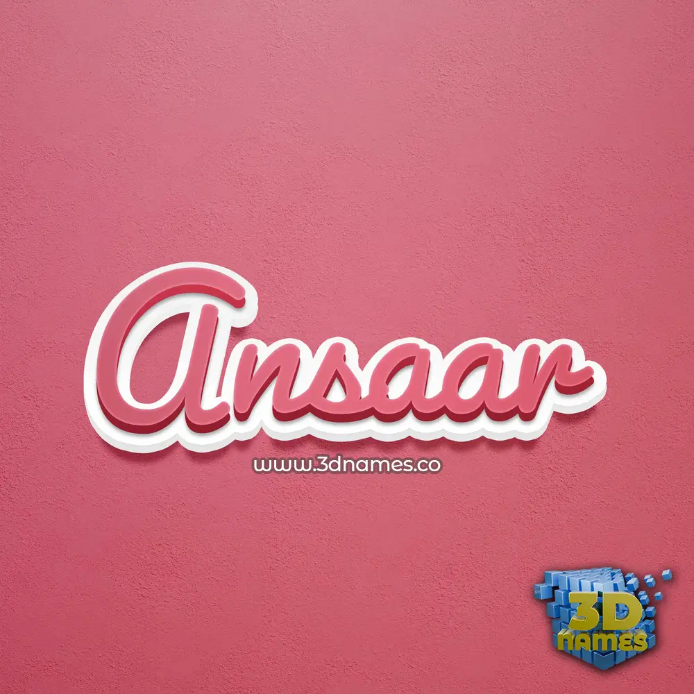 ansaar in Red Scribble style - 3D name wallpaper