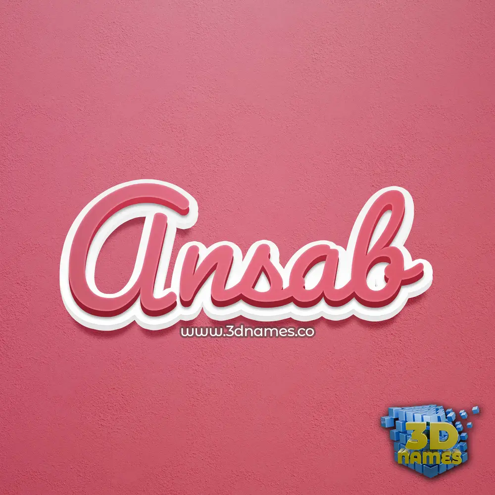 ansab in Red Scribble style - 3D name wallpaper