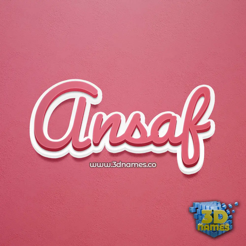 ansaf in Red Scribble style - 3D name wallpaper