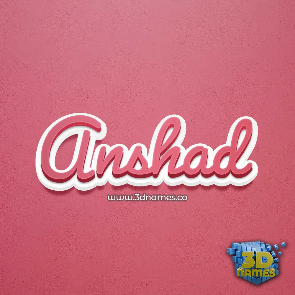 anshad in Red Scribble style - 3D name wallpaper