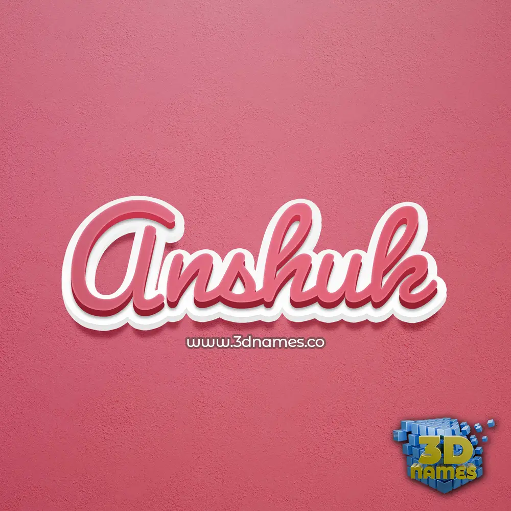 anshuk in Red Scribble style - 3D name wallpaper