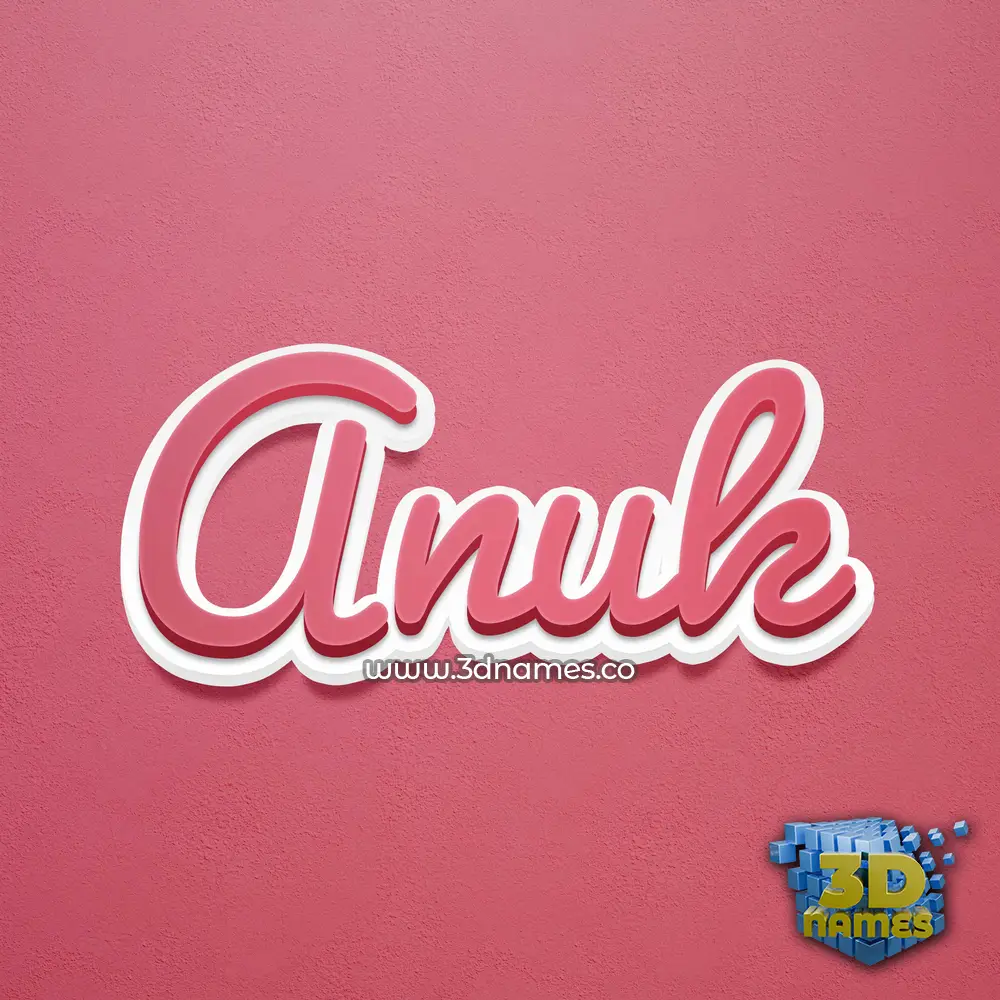 anuk in Red Scribble style - 3D name wallpaper