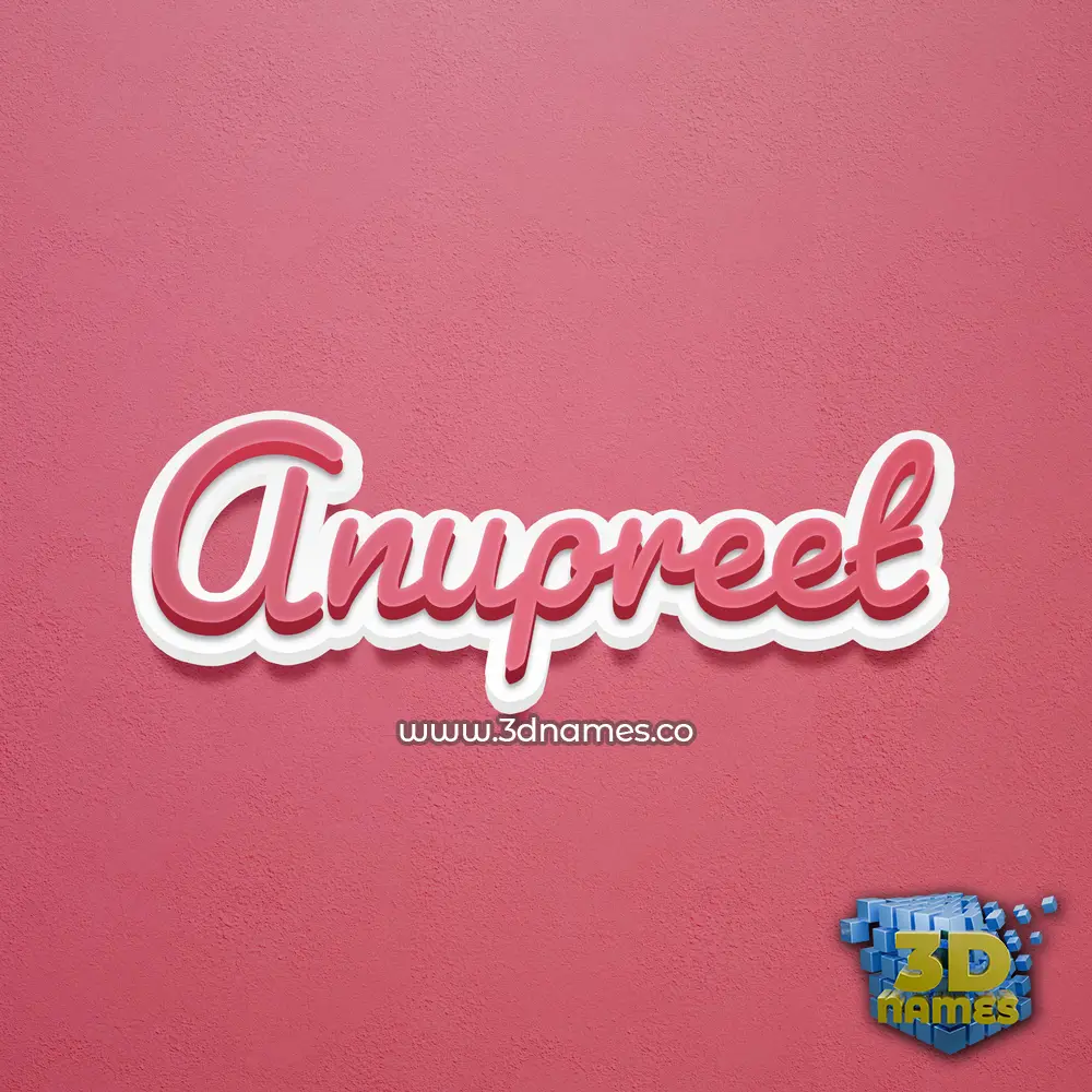 anupreet in Red Scribble style - 3D name wallpaper