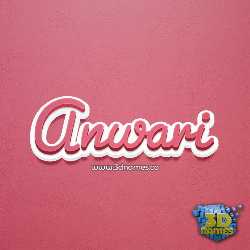 anwari in Red Scribble style - 3D name wallpaper