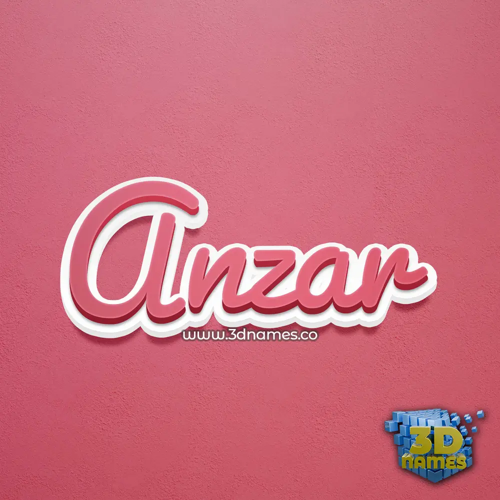anzar in Red Scribble style - 3D name wallpaper