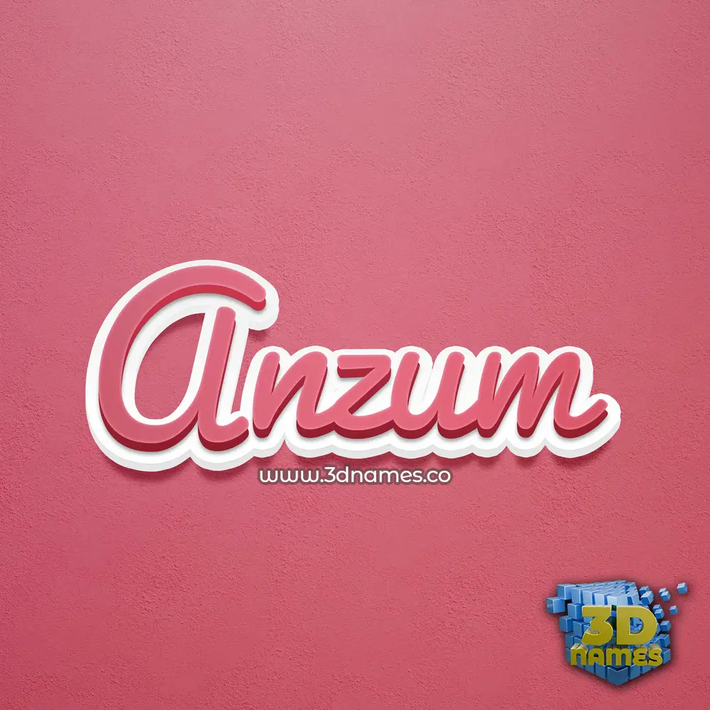 anzum in Red Scribble style - 3D name wallpaper