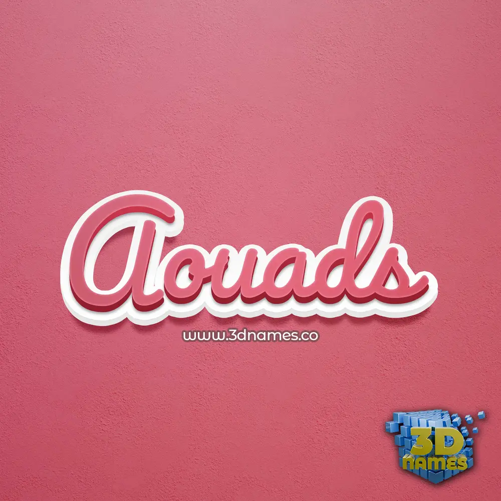 aouads in Red Scribble style - 3D name wallpaper