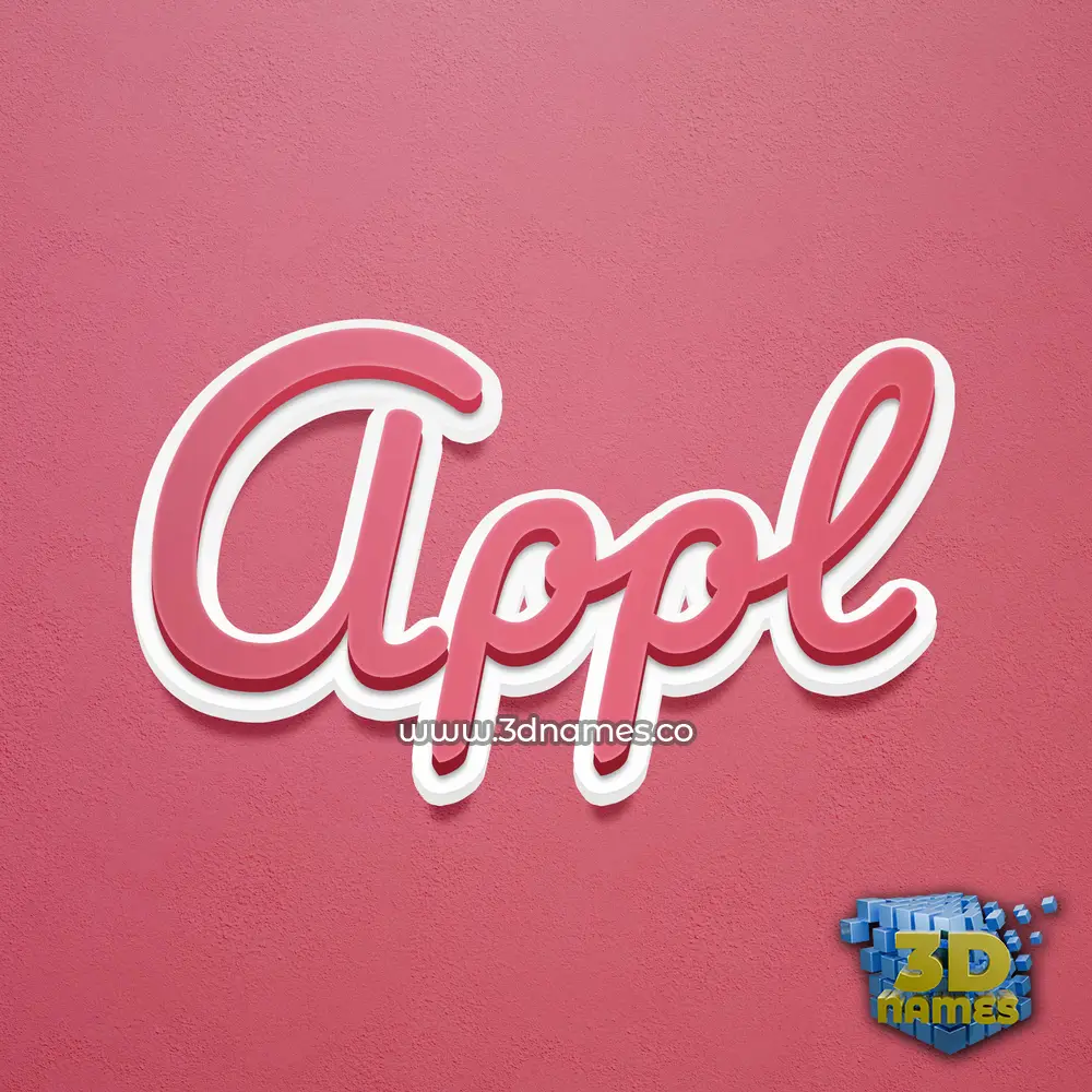 appl in Red Scribble style - 3D name wallpaper