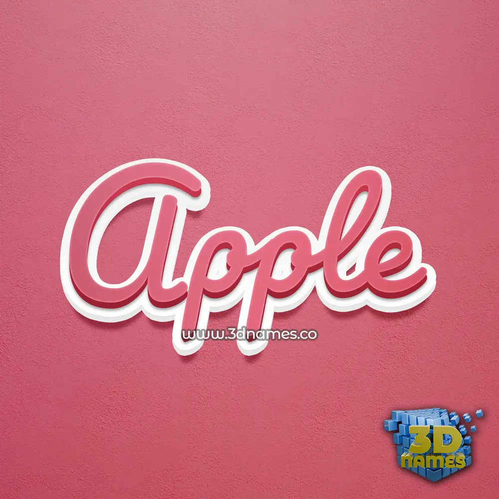 apple in Red Scribble style - 3D name wallpaper
