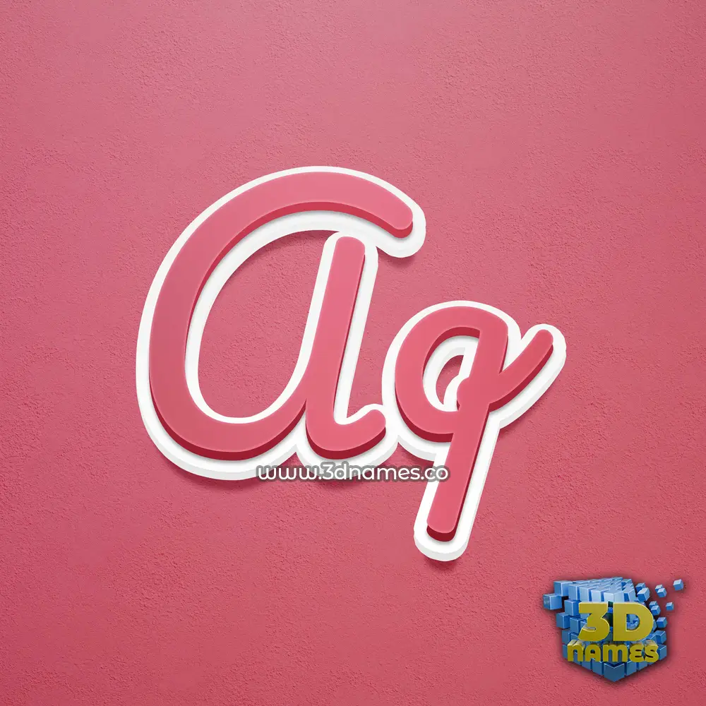 aq in Red Scribble style - 3D name wallpaper