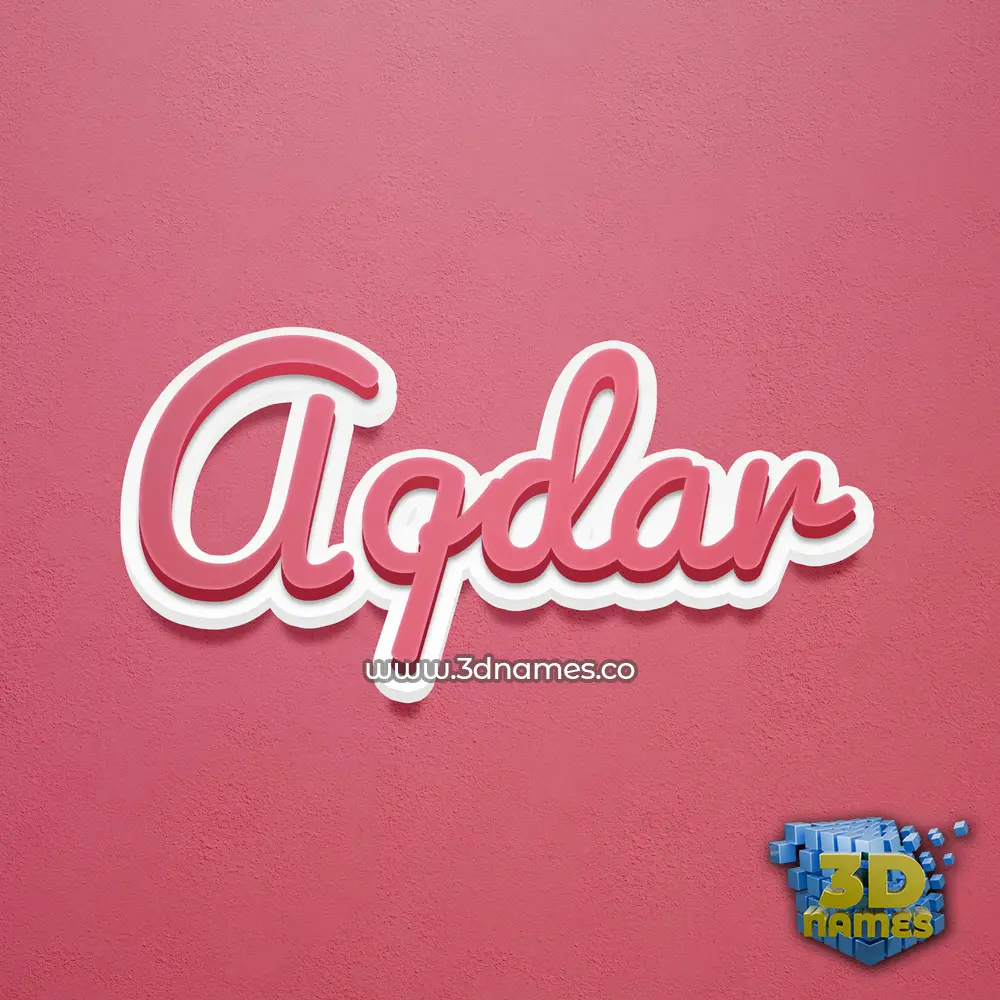 aqdar in Red Scribble style - 3D name wallpaper