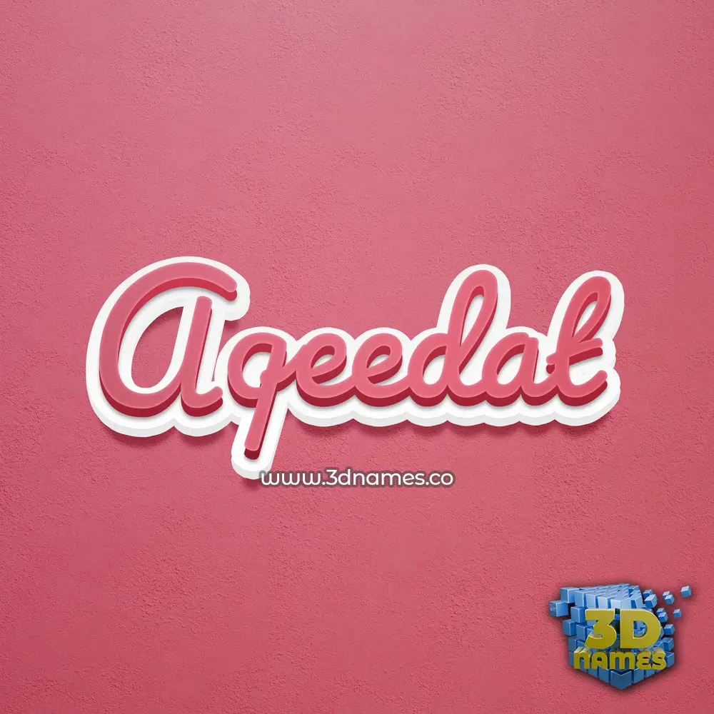 aqeedat in Red Scribble style - 3D name wallpaper
