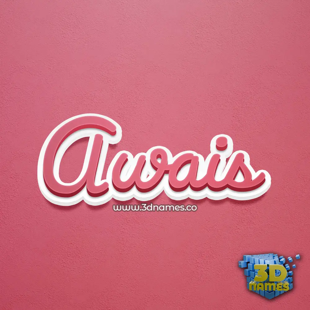 awais in Red Scribble style - 3D name wallpaper