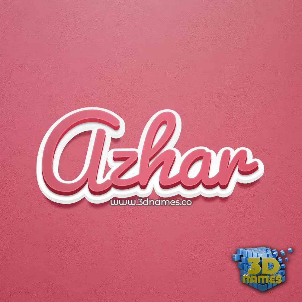 azhar in Red Scribble style - 3D name wallpaper