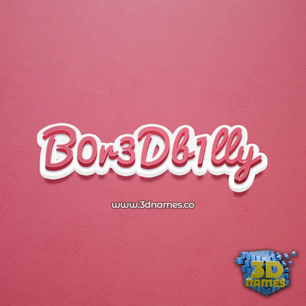 b0r3db1lly in Red Scribble style - 3D name wallpaper