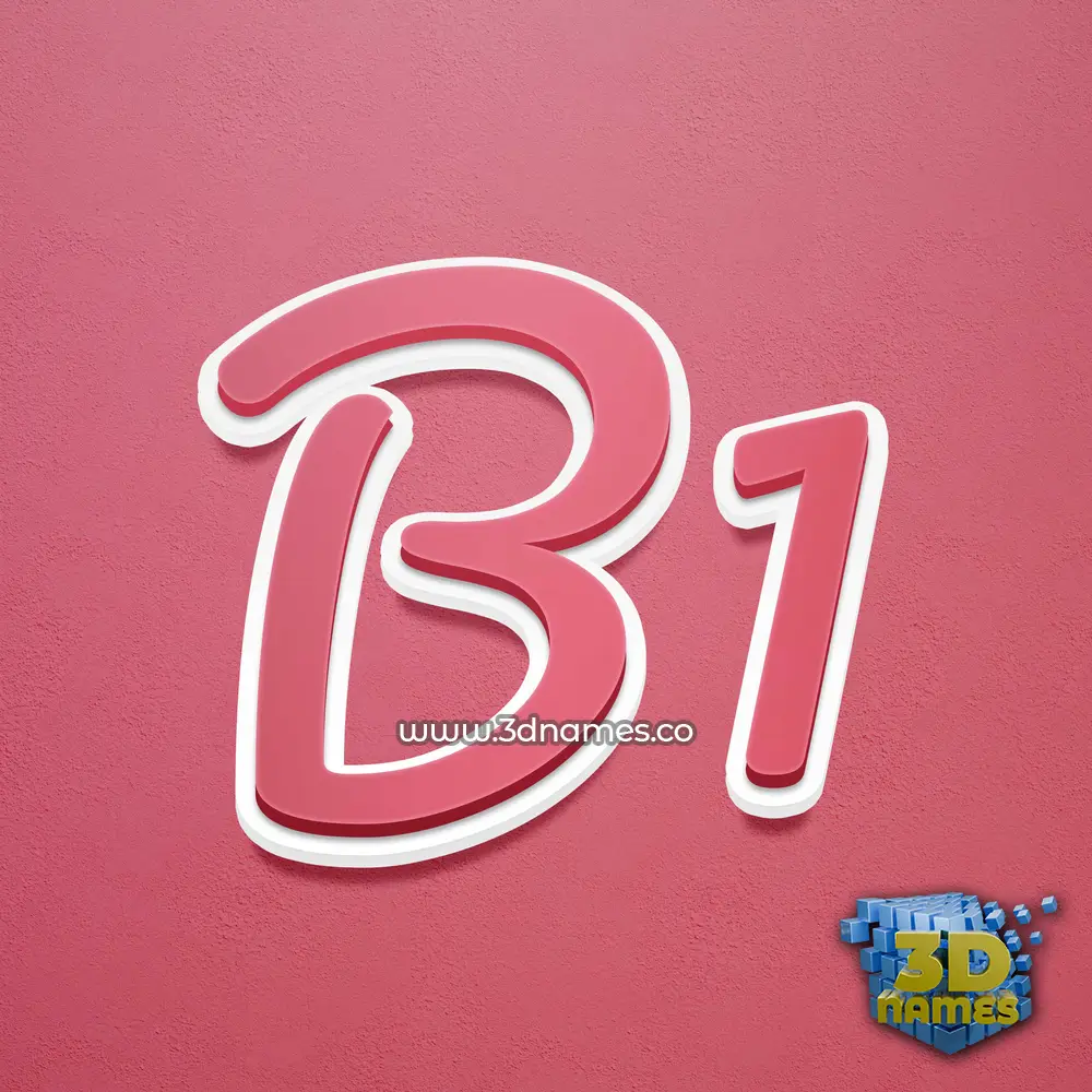 b1 in Red Scribble style - 3D name wallpaper