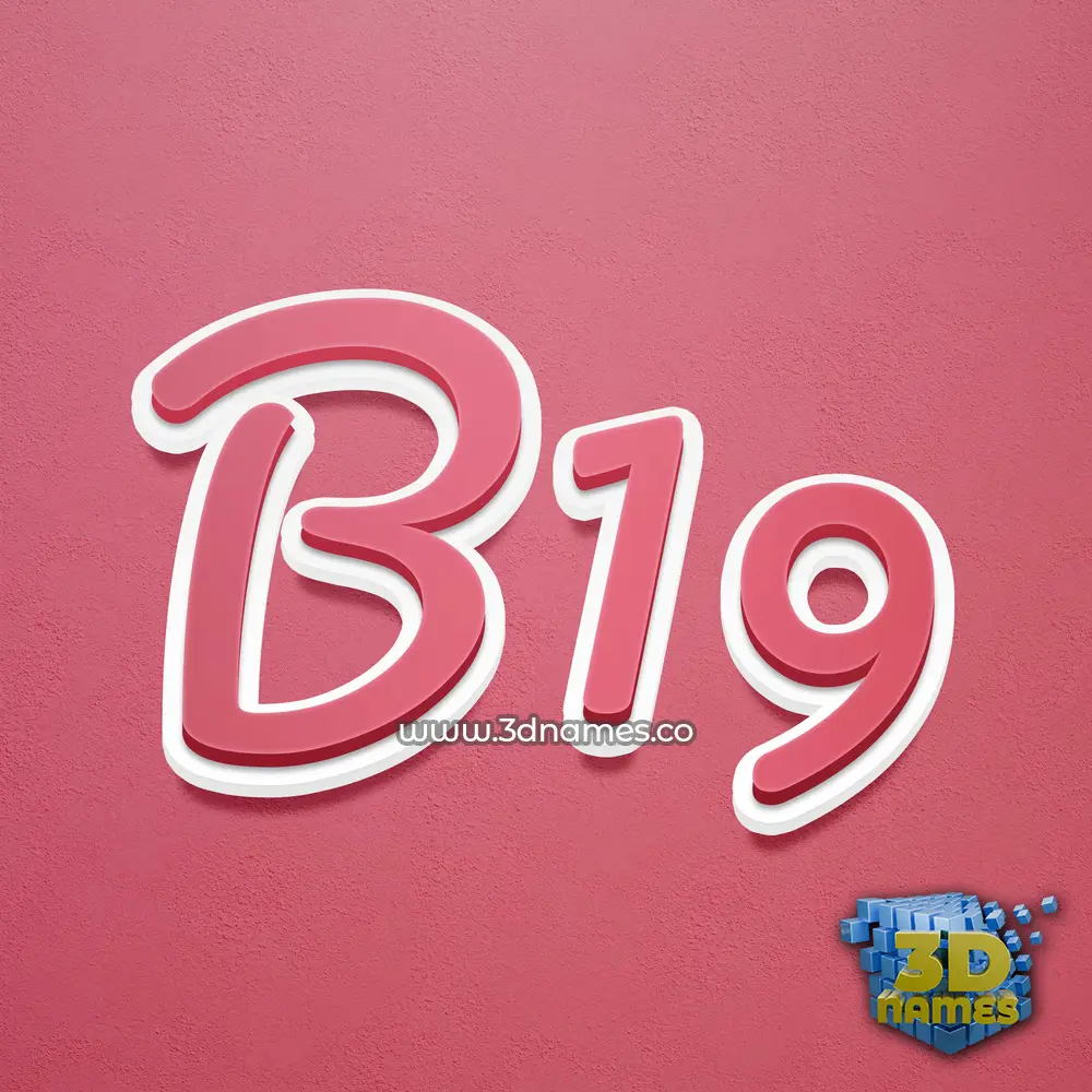 b19 in Red Scribble style - 3D name wallpaper
