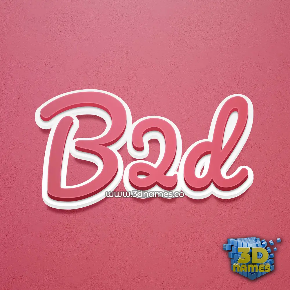 b2d in Red Scribble style - 3D name wallpaper