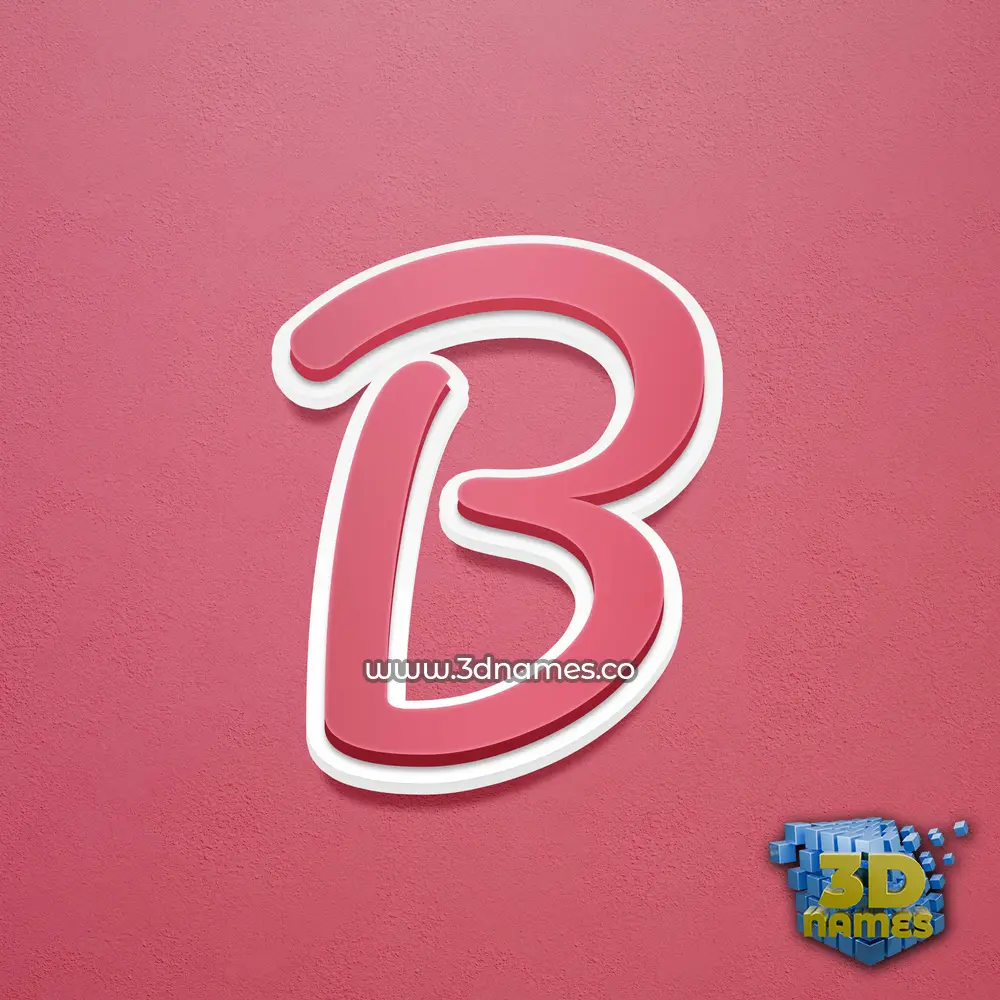 b in Red Scribble style - 3D name wallpaper