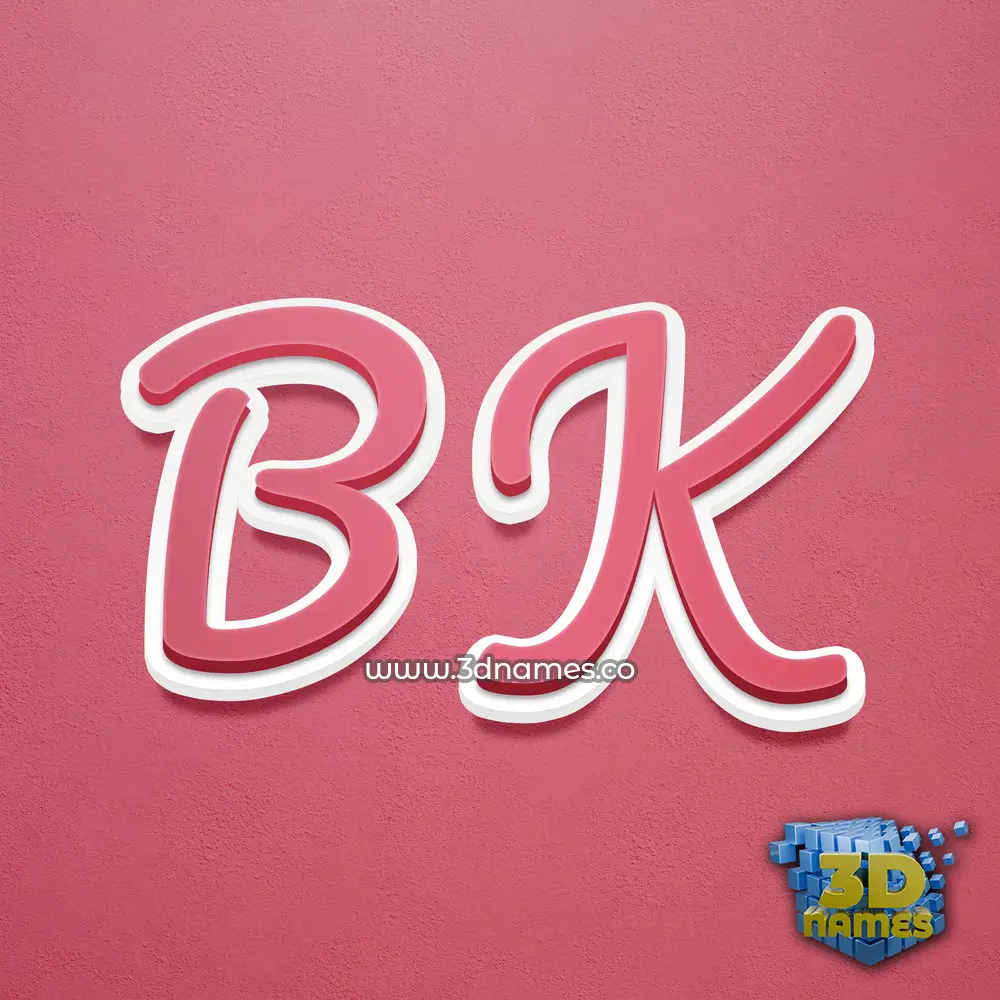 b k in Red Scribble style - 3D name wallpaper