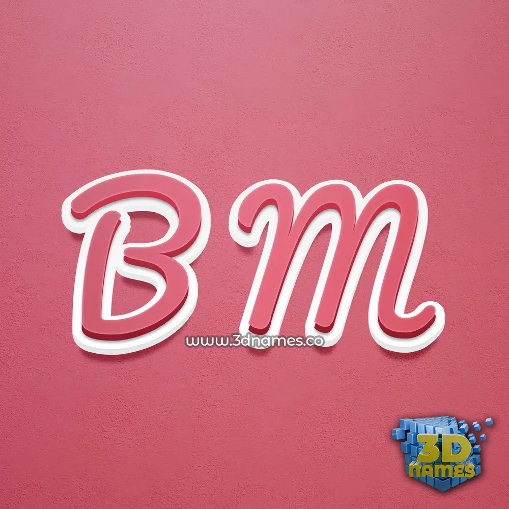 b m in Red Scribble style - 3D name wallpaper