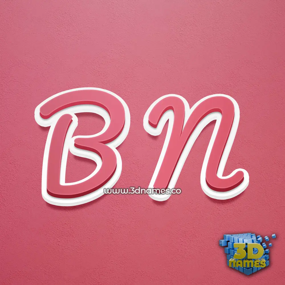 b n in Red Scribble style - 3D name wallpaper