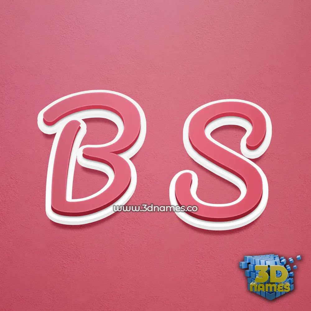 b s in Red Scribble style - 3D name wallpaper