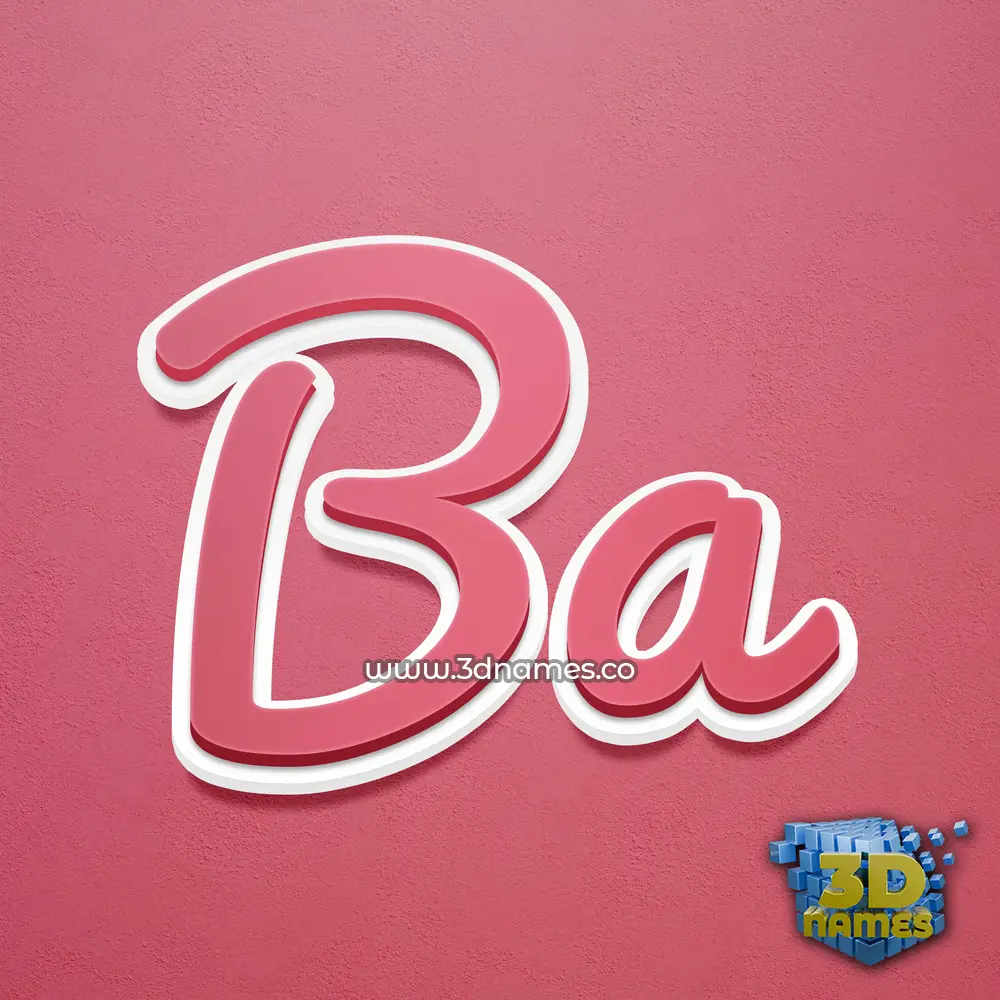 ba in Red Scribble style - 3D name wallpaper