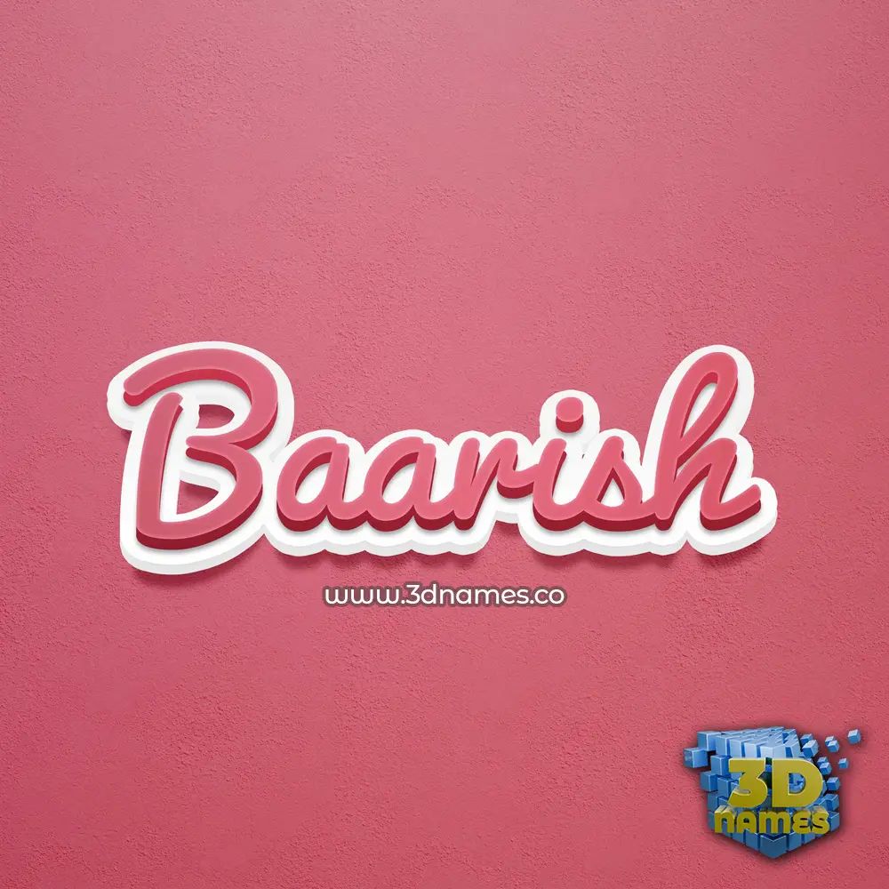 baarish in Red Scribble style - 3D name wallpaper