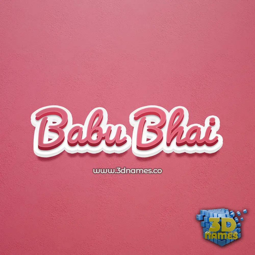babu bhai in Red Scribble style - 3D name wallpaper