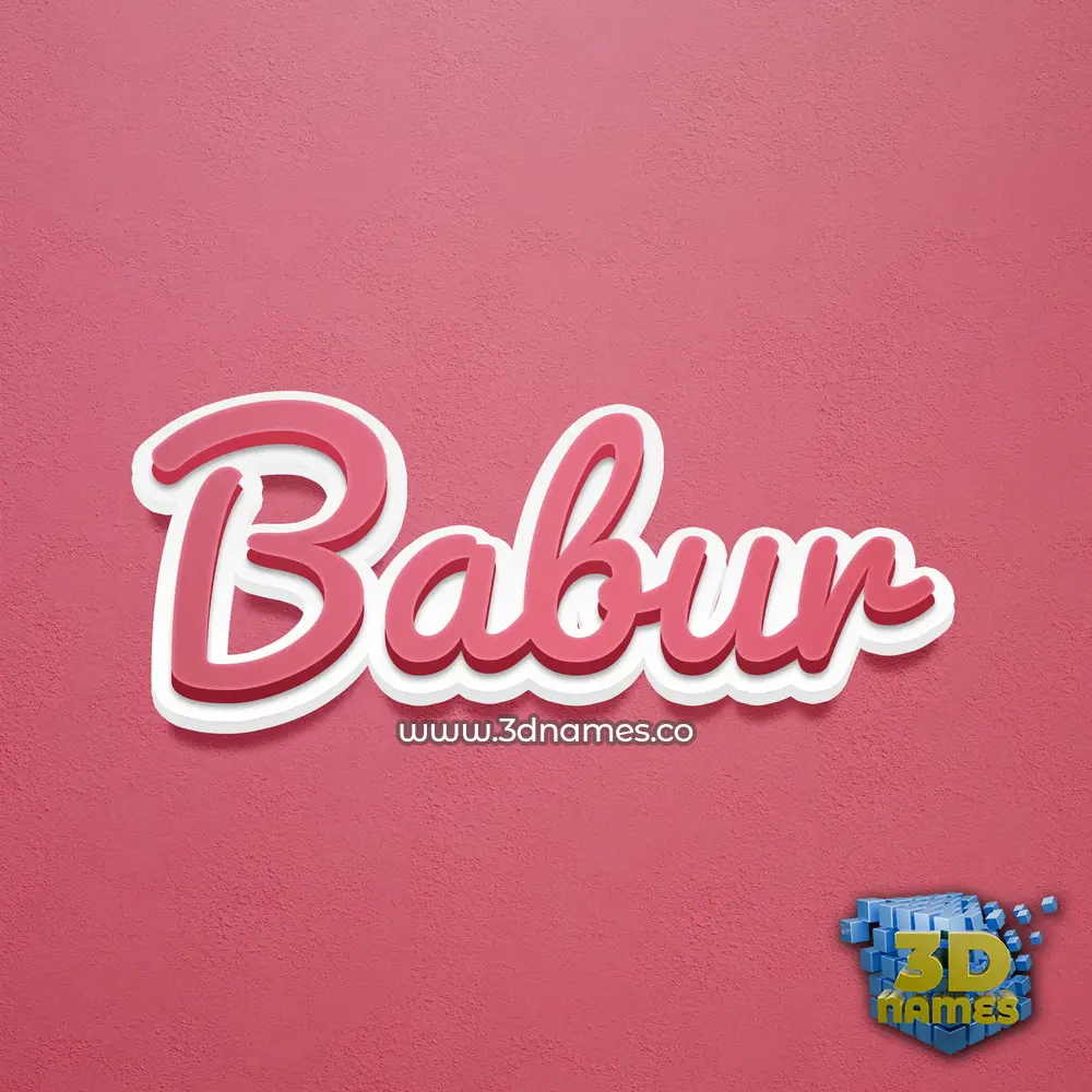 babur in Red Scribble style - 3D name wallpaper