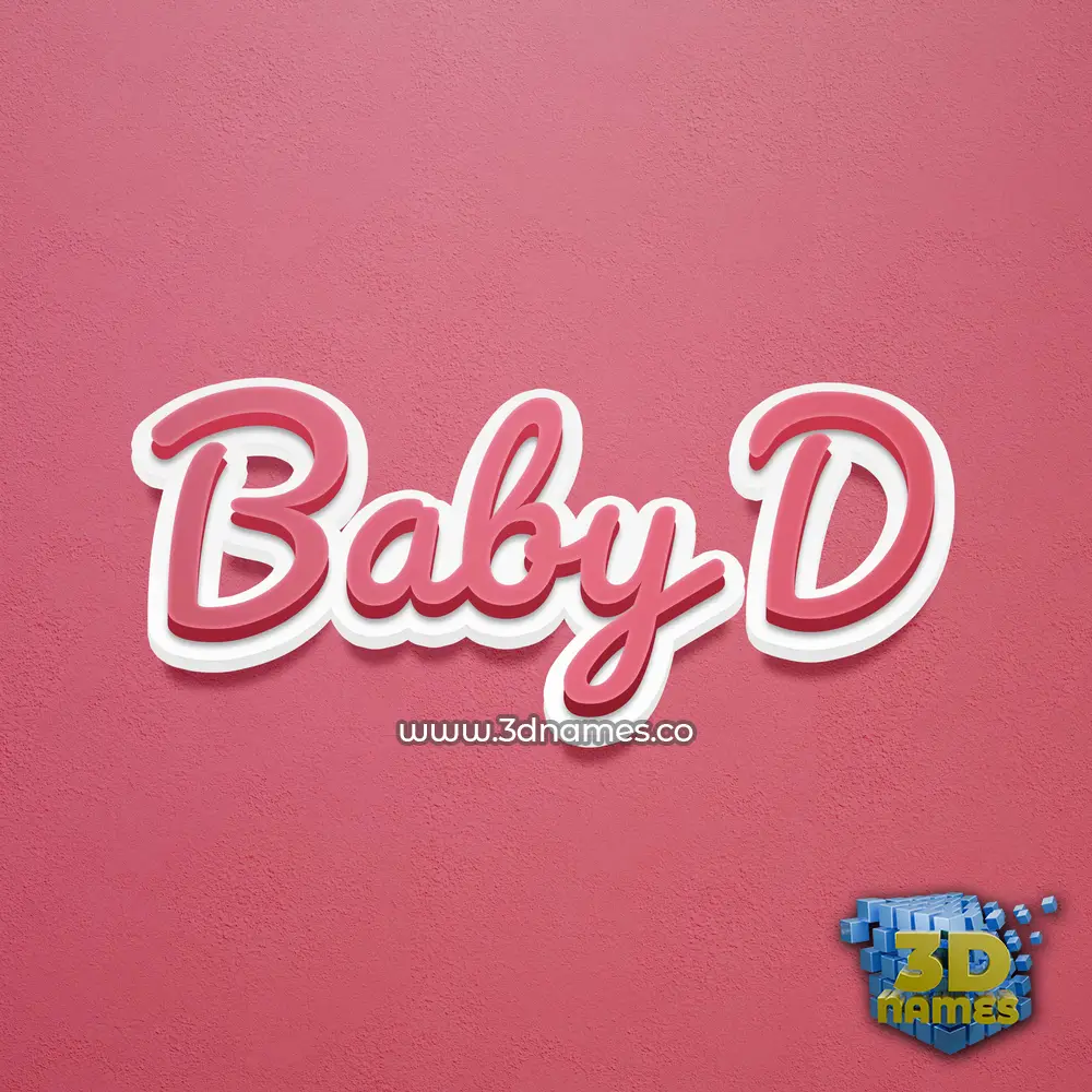 baby d in Red Scribble style - 3D name wallpaper