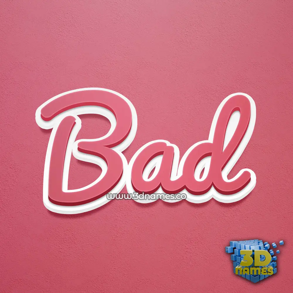 bad in Red Scribble style - 3D name wallpaper